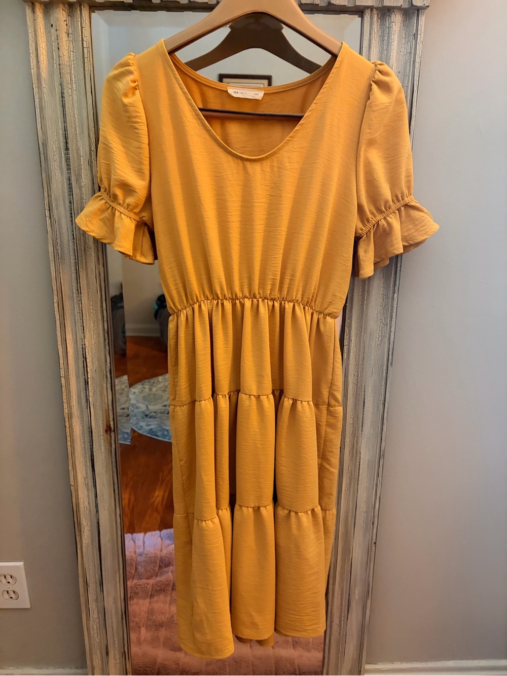 Mustard Ruffle Sleeve Boutique Dress